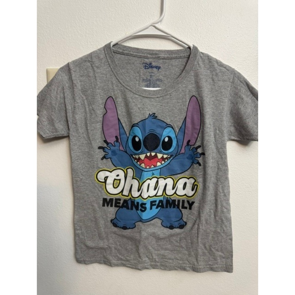 Disney Lilo & Stitch Ohana Means Family Kids Gray Graphic T-Shirt SZ 6/7 (G)